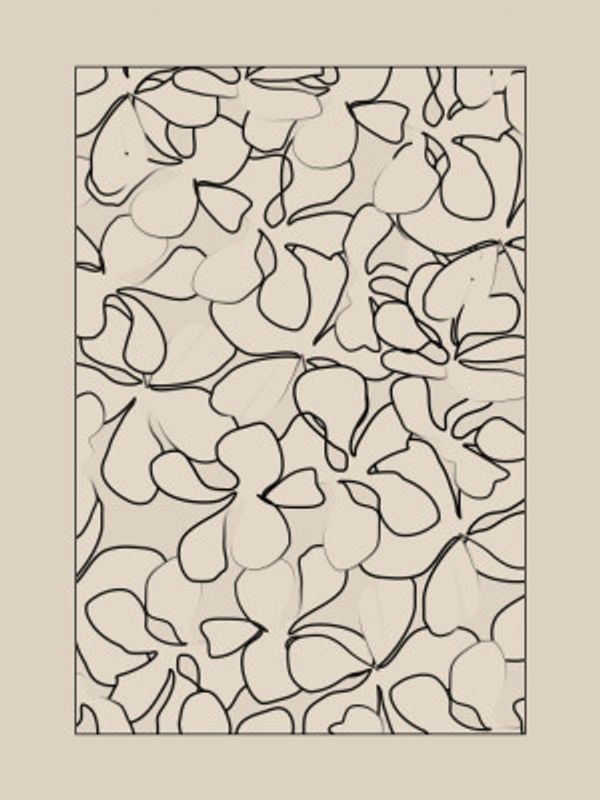 Seamless Pattern of Outlined Flowers