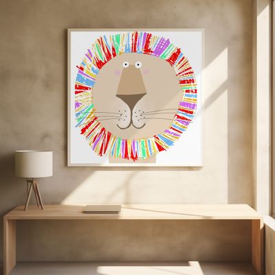 Lion with Colorful Rainbow Mane by Carla Daly