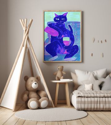 Big Black Cat Wining Down