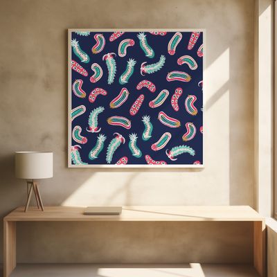 Colorful Nudibranchs Navy Blue