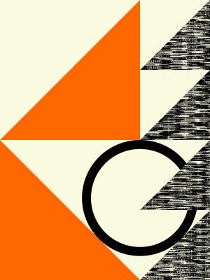 Vibrant Orange Triangles a Striking Black Circle