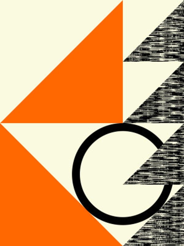 Vibrant Orange Triangles a Striking Black Circle