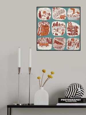 Travel to Alaska - Vintage Travel Stories - Teal BG - Pattern