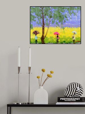 Rape Flower Landscape On A Rainy Day