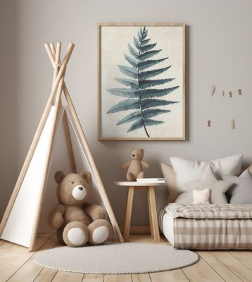 Teal watercolor fern 5