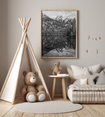 Taggart Lake Reflection in Black-and-White