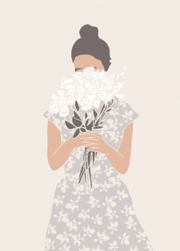 Girl With Flower Bouquet