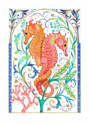 Two Vibrant Seahorses