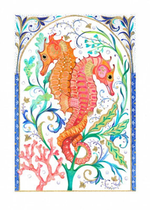 Two Vibrant Seahorses