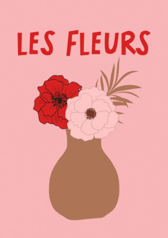 Potted Florals Pink and Red