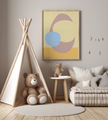 Stacked Ovals in Soft Yellow, Lilac and Light Blue