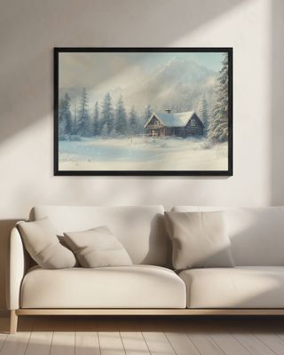 Cabin In Snowy Landscape