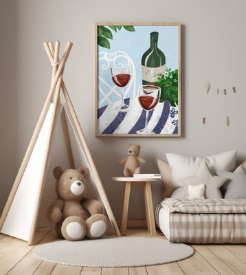 Red wine under the tree