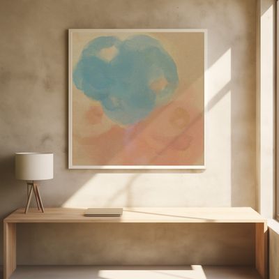 Peach &amp; Blue Harmony – Abstract Watercolor Shapes