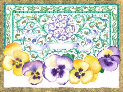 Floral Patterns and Purple and Yellow Pansies
