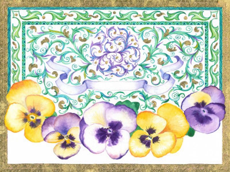 Floral Patterns and Purple and Yellow Pansies