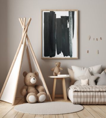 Vertical Black And White Brushstrokes