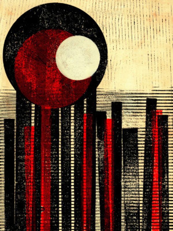 Bold Black Red White Circle and Lines