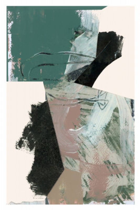 Green Peach Neutral Black Abstract 1