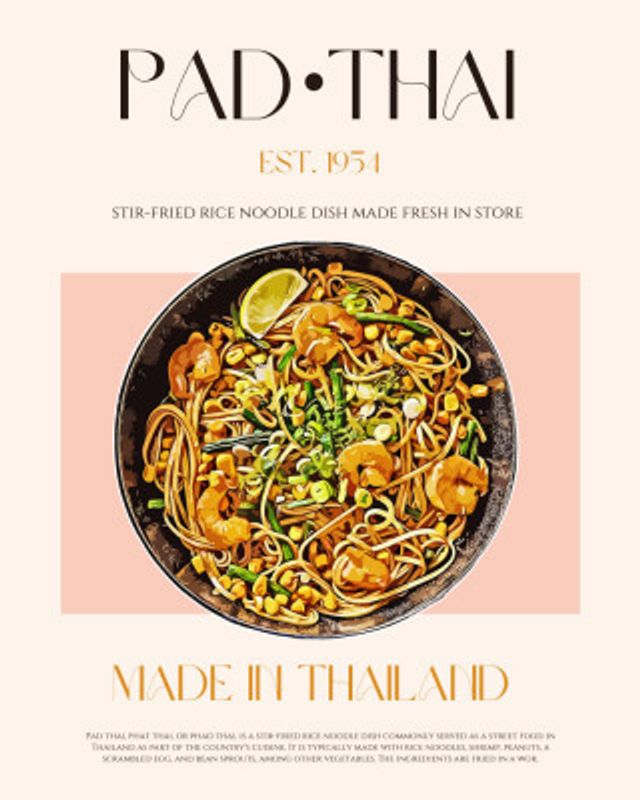 Elegant Illustration of Pad Thai