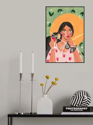 Abstract Modern Bohemian Woman with Cocktail