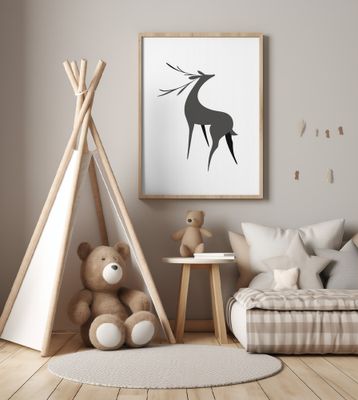 Stylized retro deer (grey)