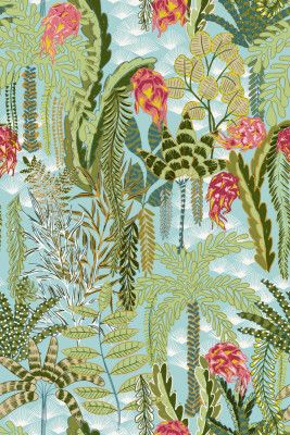 tropical lounge with dragon fruit mint pattern