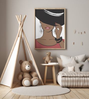 Elegant Girl with Black Hat