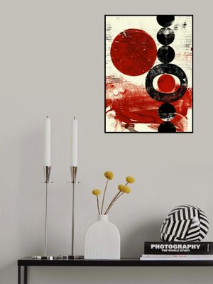 Geometric Shapes with Red and Black Circles