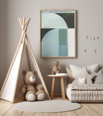 Abstract Blue Shapes No1 Print