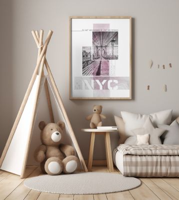 Poster Art NYC Brooklyn Bridge | pink marble