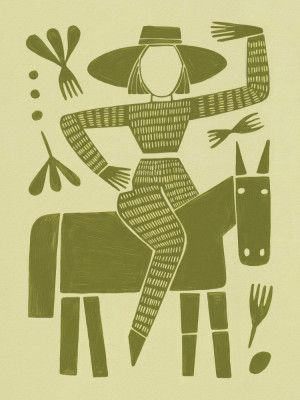 Abstract Horse Rider In Green