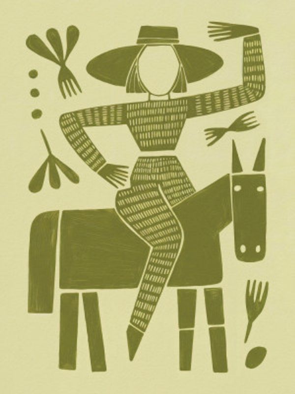 Abstract Horse Rider In Green