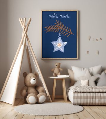Cheerful twinkle Christmas star blue