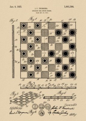 Checker and Chess Board Patent 1921