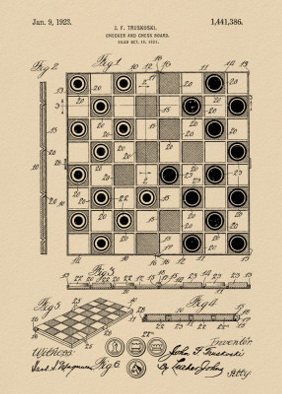 Checker and Chess Board Patent 1921
