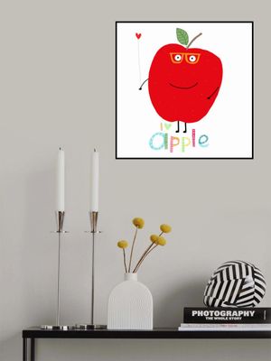 I Love Apple! Happy Apple Holding a Love Heart.
