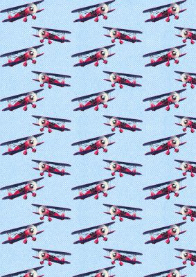 Vintage Red Bi-Plane Pattern