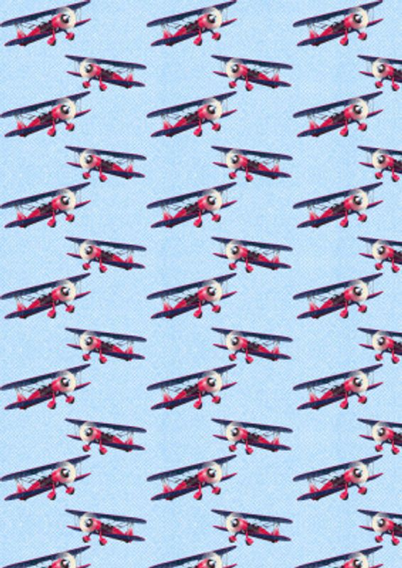 Vintage Red Bi-Plane Pattern