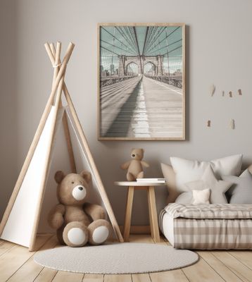 NYC Brooklyn Bridge Panorama | urban vintage style