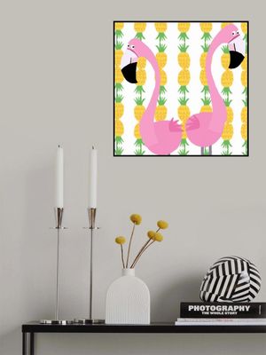 Two Falmingos with Pineapples by Artist Carla Daly