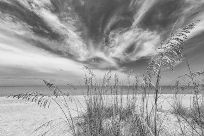 Heavenly calmness on the beach - monochrome
