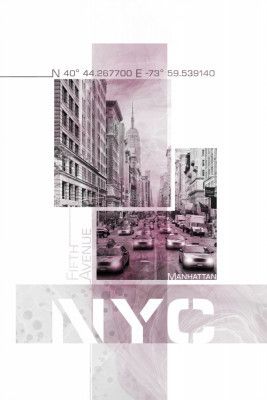 Poster Art NYC Fifth Avenue Traffic | pink marble