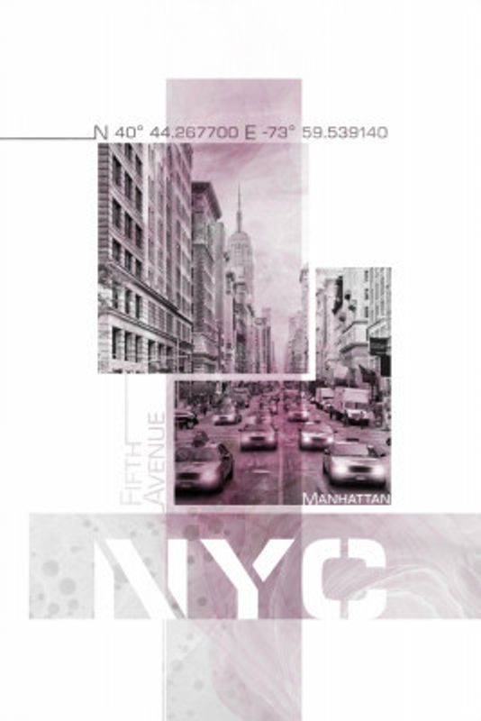 Poster Art NYC Fifth Avenue Traffic | pink marble