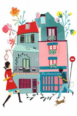 Whimsical Parisian Street Scene