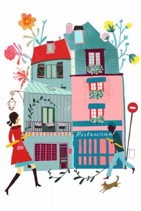 Whimsical Parisian Street Scene
