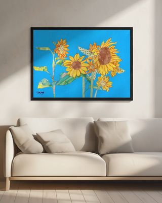 Sun Flower Oil&amp; Masking Tape Collage On Canvas