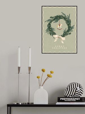 Horses toy on Christmas wreath with bow