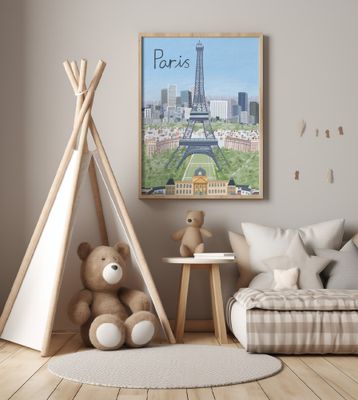 Eiffel Tower with Paris City in Background by Artist Carla Daly
