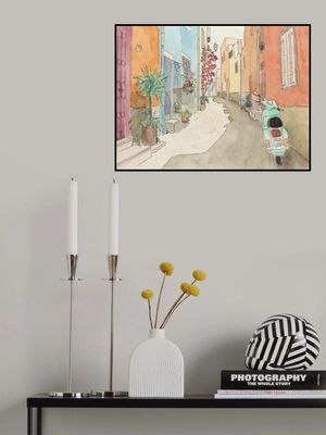 Green Scooter In Narrow Mediterranean Street